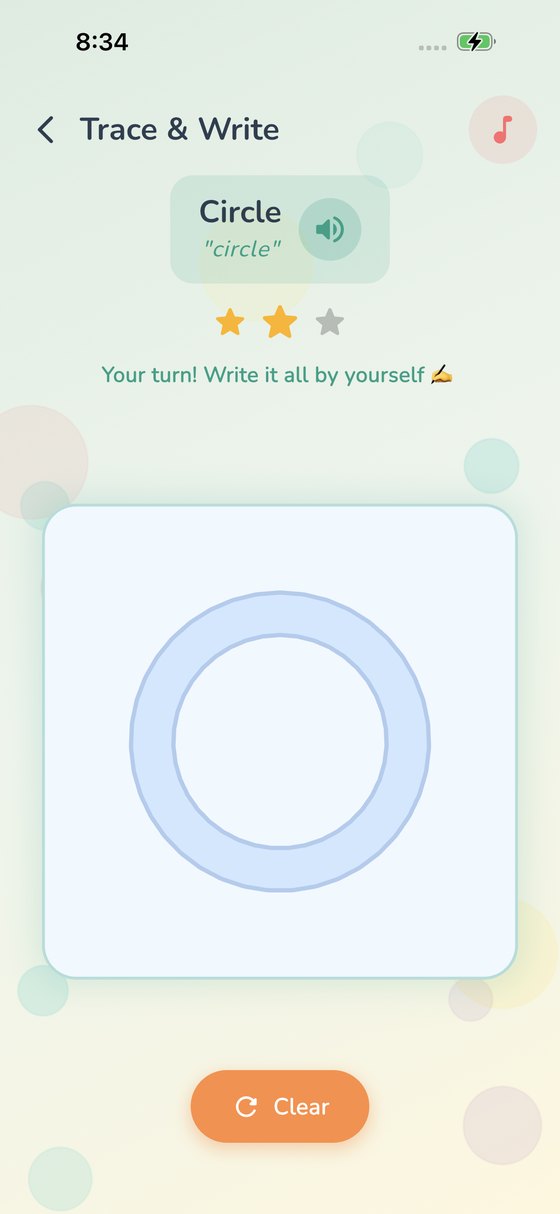 Empty circle outline with the message Your turn! Write it all by yourself